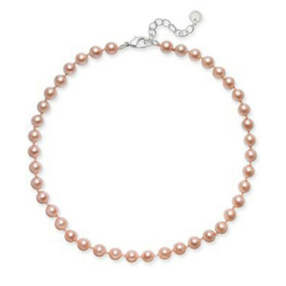 New Pink Imitation Pearl (8mm) Collar Necklace
